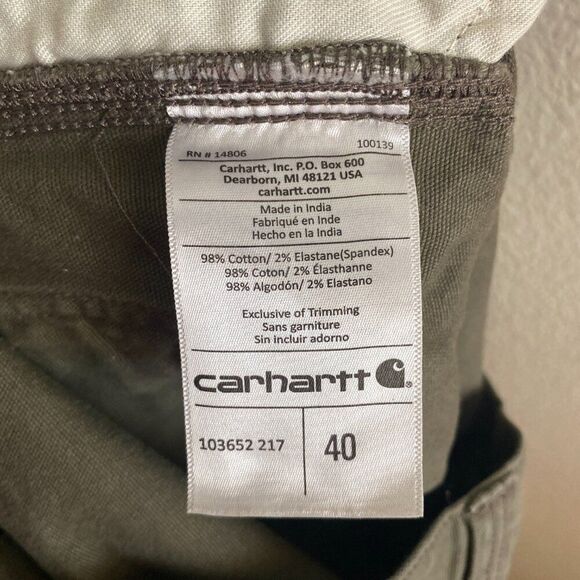Carhartt Relaxed Fit Cargo Shorts Hiking Outdoor Camping Farm Chore Green 40 - Picture 4 of 4